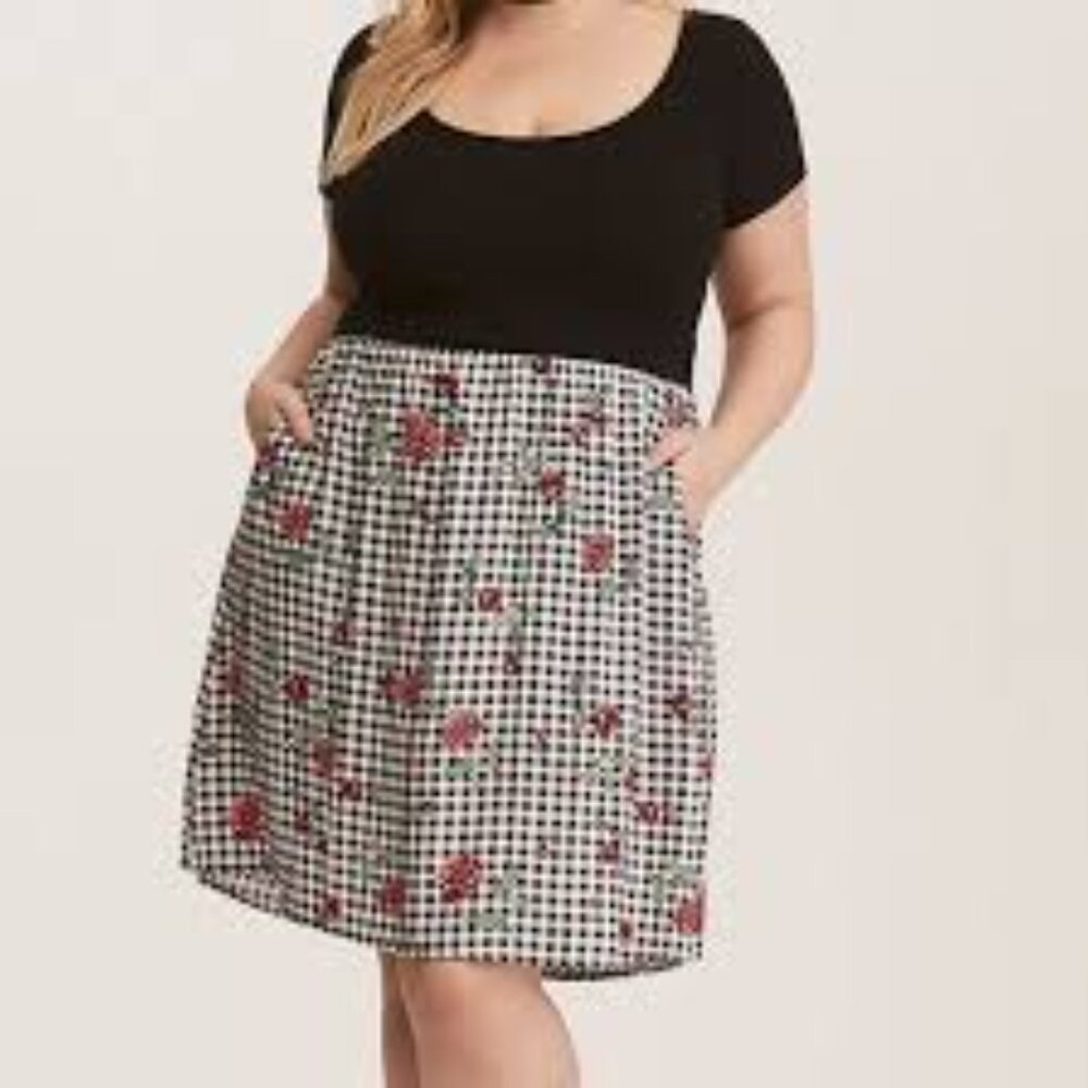 Torrid Black and White Gingham Dress - Size 2